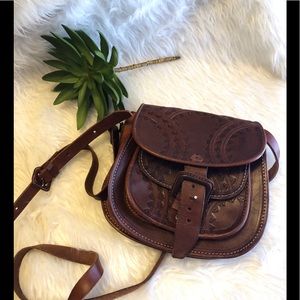 hand crafted Genuine leather saddle cross body